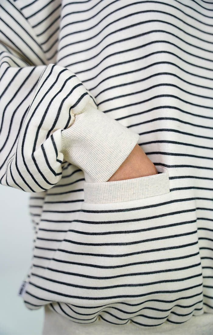 White Striped Polo Sweatshirt
